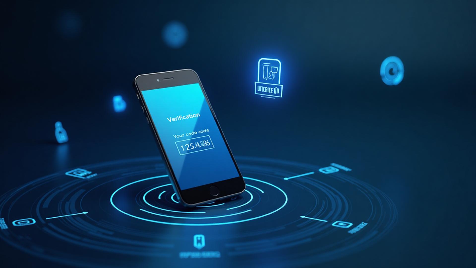3D smartphone displaying SMS verification code